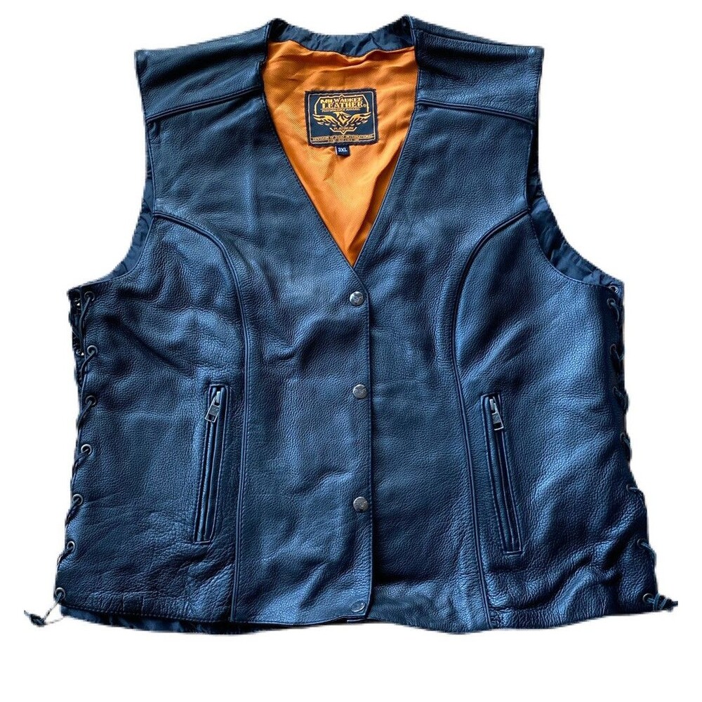 Milwaukee Leather Men's Distressed Black Vest Side Lace Gun Pockets 3XL    K1050
